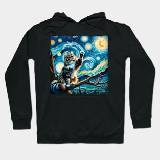 Epic Starry Night Cat Inspired Tee Galactic Glamour Hoodie